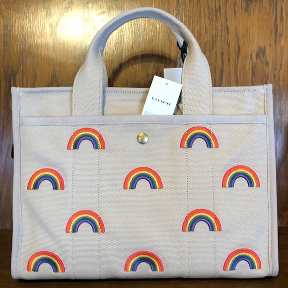 NWT-Coach-Rainbow🌈Embroidered Cargo Tote Bag-Rainbow🌈Strap-$350 - Picture 7 of 16